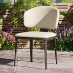 Lot de 2 chaises de salle à manger modernes Luck Live pour terrasse, chaises de salle à manger d'extérieur sans accoudoirs, blanc cassé/métal, adaptées à de multiples scénarios.