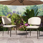 Lot de 2 chaises de salle à manger modernes Luck Live pour terrasse, chaises de salle à manger d'extérieur sans accoudoirs, blanc cassé/métal, adaptées à de multiples scénarios.