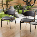 Luck Live Chaises de salle à manger modernes pour patio, lot de 2 chaises de salle à manger sans accoudoirs d'extérieur/cadre noir et métal,