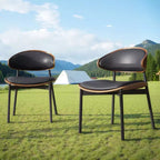 Luck Live Modern Patio Dining Chairs 2-Piece Outdoor Armless Dining Chair Set/Black&Metal Frame,