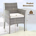 Costway Lot de 2 chaises de salle à manger en rotin pour patio, avec coussins, meubles de sofa blancs
