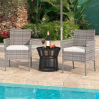 Costway Lot de 2 chaises de salle à manger en rotin pour patio, avec coussins, meubles de sofa blancs
