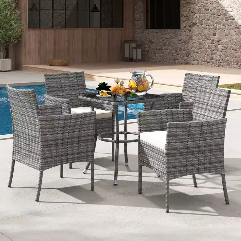 Costway Lot de 2 chaises de salle à manger en rotin pour patio, avec coussins, meubles de sofa blancs