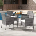 Costway Lot de 2 chaises de salle à manger en rotin pour patio, avec coussins, meubles de sofa blancs