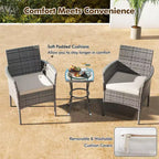 Costway Lot de 2 chaises de salle à manger en rotin pour patio, avec coussins, meubles de sofa blancs