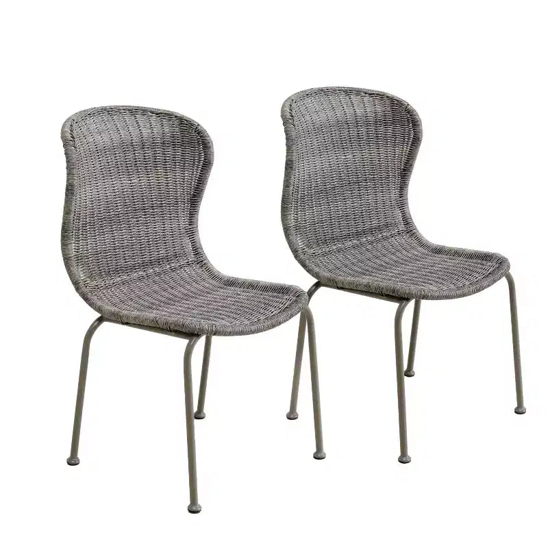 Christopher Knight Home Belle Outdoor Boho Wicker and Iron Dining Chairs (Set of 2)