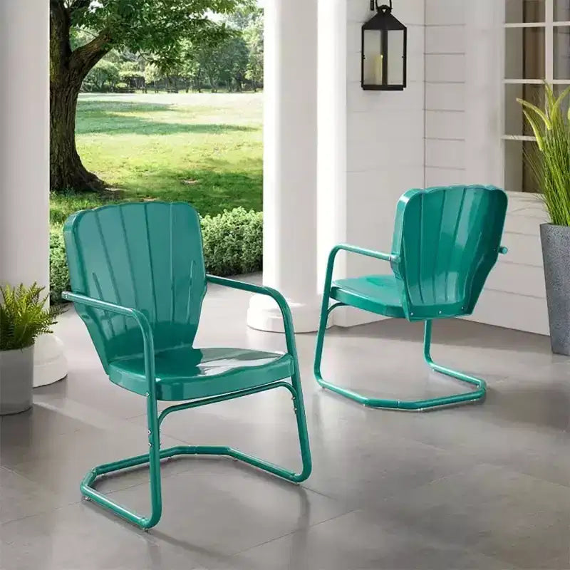 HomeStock Ridgeland Set di 2 Poltrone da Esterno in Metallo - 2 Sedie