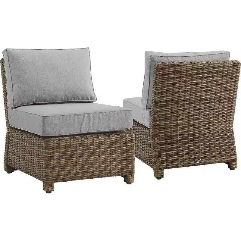 HomeStock Bradenton 2Pc Outdoor Wicker Chair - Armless Chairs