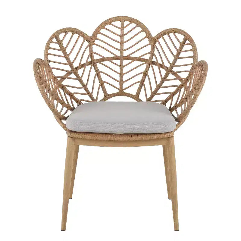 Christopher Knight Home Cleto Sedia da pranzo in rattan e ferro con design floreale per patio con finitura effetto legno (set da 2)