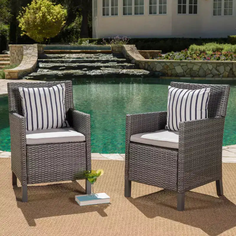 Christopher Knight Home Cypress Outdoor Wicker Dining Chairs with Cushions (Set of 2)