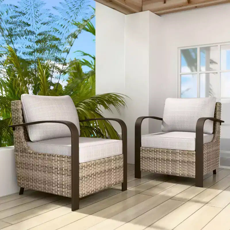EAGLE PEAK Sedia da giardino Coastal Vista con cuscini, poltrona lounge da esterno in rattan con seduta profonda