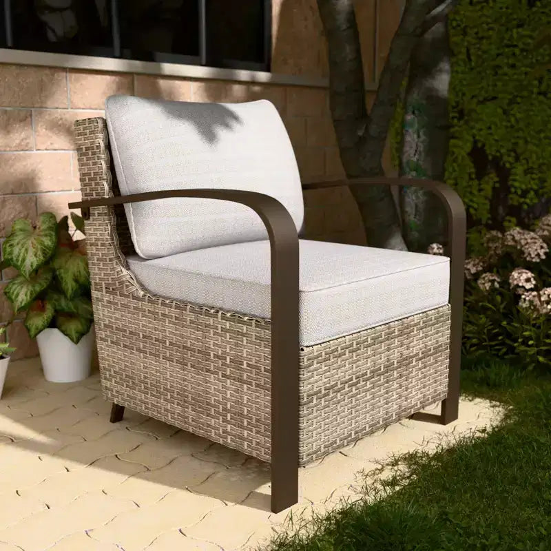 EAGLE PEAK Coastal Vista Patio Chair with Cushions, Outdoor Ratten Wicker Lounge Chair with Deep Seating