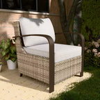 EAGLE PEAK Coastal Vista Patio Chair with Cushions, Outdoor Ratten Wicker Lounge Chair with Deep Seating