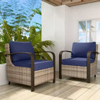 EAGLE PEAK Sedia da giardino Coastal Vista con cuscini, poltrona lounge da esterno in rattan con seduta profonda