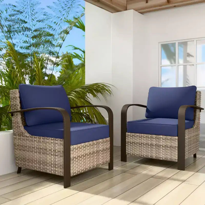 EAGLE PEAK Sedia da giardino Coastal Vista con cuscini, poltrona lounge da esterno in rattan con seduta profonda