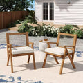 Christopher Knight Home Reynard Outdoor Acacia Wood and Rope Dining Chairs with Cushions (Set of 2)