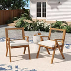 Christopher Knight Home Reynard Outdoor Acacia Wood and Rope Dining Chairs with Cushions (Set of 2)
