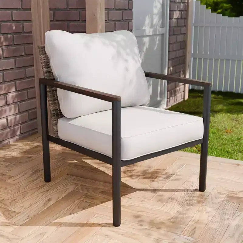 EAGLE PEAK Collezione Sunset Dune Sedia Moderna per Arredo Patio, Sedie da Pranzo da Esterno in Vimini e Metallo