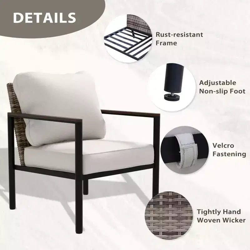 EAGLE PEAK Collezione Sunset Dune Sedia Moderna per Arredo Patio, Sedie da Pranzo da Esterno in Vimini e Metallo