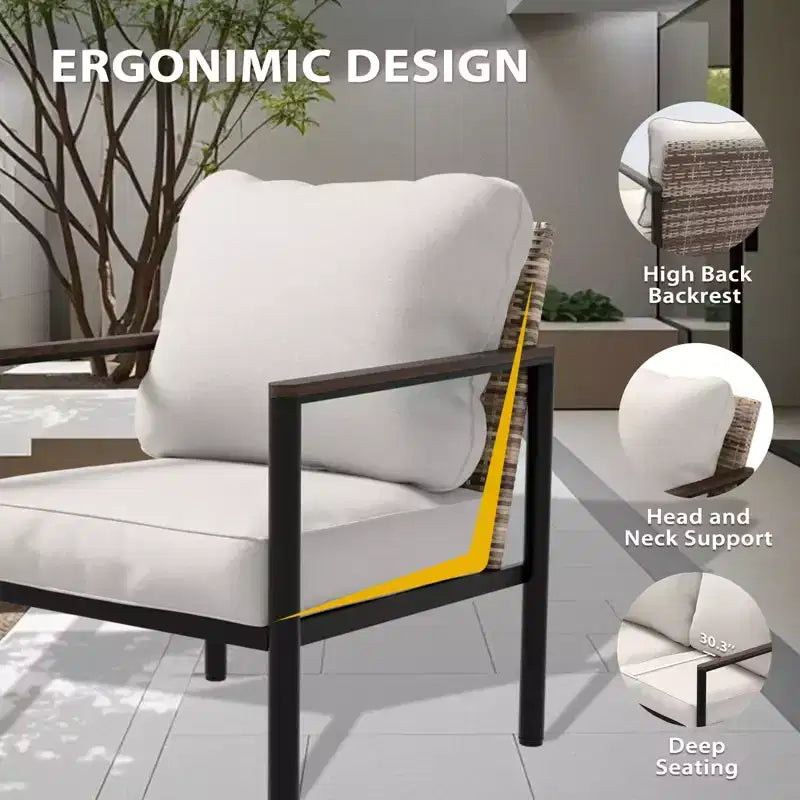 EAGLE PEAK Collezione Sunset Dune Sedia Moderna per Arredo Patio, Sedie da Pranzo da Esterno in Vimini e Metallo