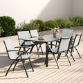 Patio Dining Chairs Set of 6, Outdoor Stackable Chairs with Metal Frame and Backrest, All Weather Breathable Patio Lawn Chair for Garden and Backyard