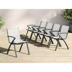 Sedie da pranzo per patio set da 6, sedie impilabili da esterno con telaio e schienale in metallo, sedia da giardino per tutte le stagioni traspirante per giardino e cortile