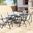 Sedie da pranzo per patio set da 6, sedie impilabili da esterno con telaio e schienale in metallo, sedia da giardino per tutte le stagioni traspirante per giardino e cortile