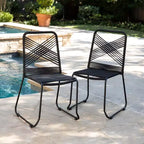 Chaises d'extérieur empilables en corde Holly & Martin Padko - Lot de 2 - Noir - SEI