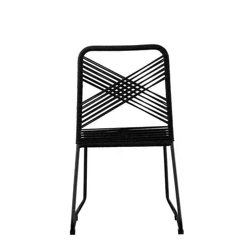 Chaises d'extérieur empilables en corde Holly & Martin Padko - Lot de 2 - Noir - SEI