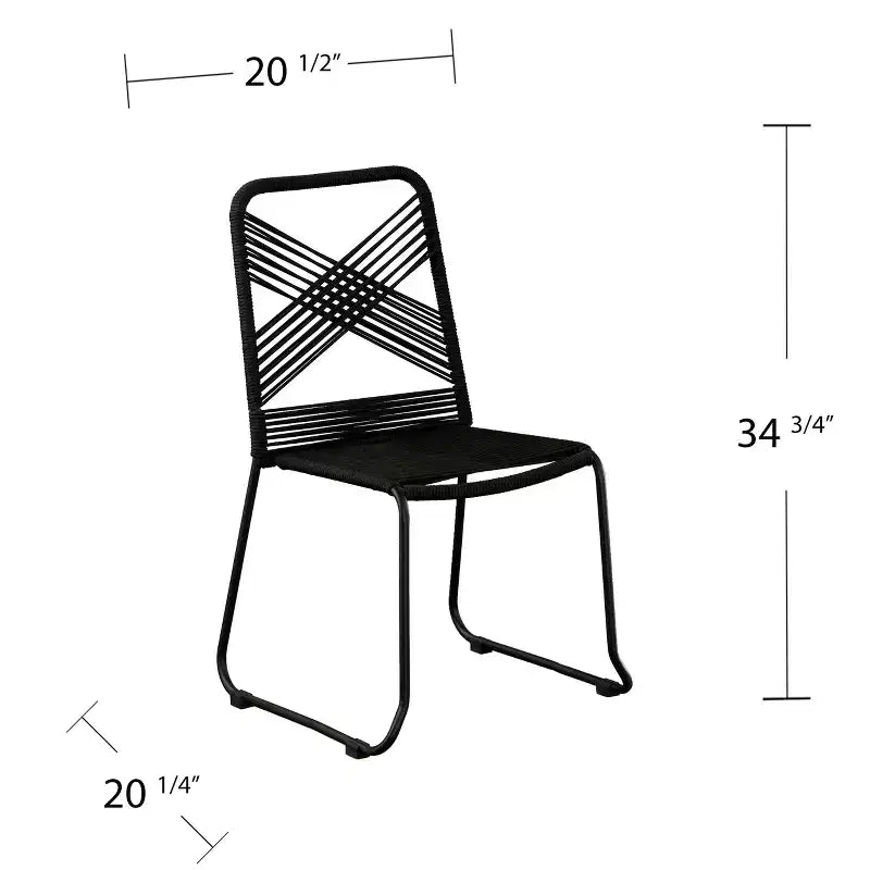 Chaises d'extérieur empilables en corde Holly & Martin Padko - Lot de 2 - Noir - SEI