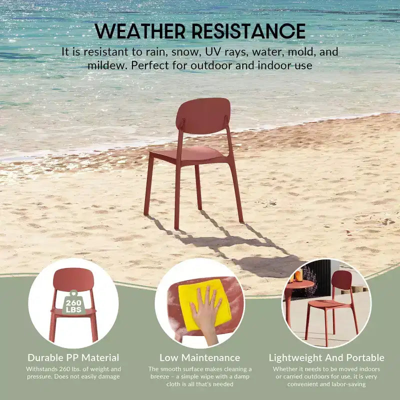 WestinTrends Playa Chaise de salle à manger de patio moderne empilable en plastique polypropylène (lot de 2)