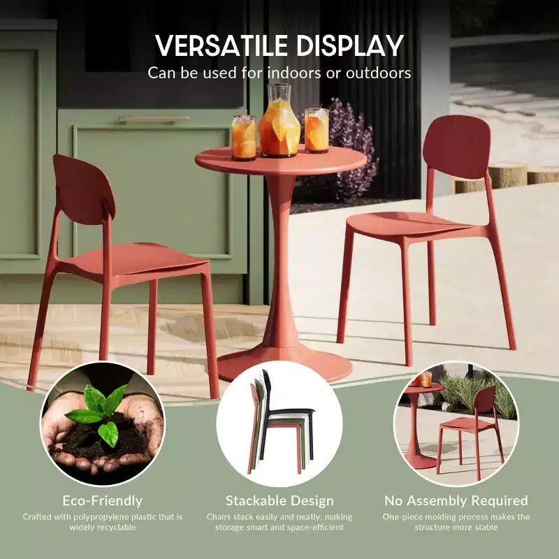 WestinTrends Playa Chaise de salle à manger de patio moderne empilable en plastique polypropylène (lot de 2)