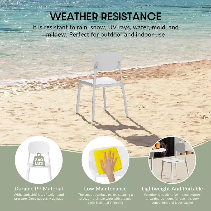 WestinTrends Playa Chaise de salle à manger de patio moderne empilable en plastique polypropylène (lot de 2)