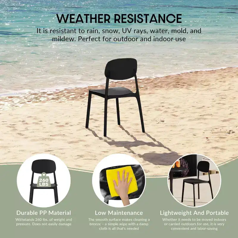 WestinTrends Playa Chaise de salle à manger de patio moderne empilable en plastique polypropylène (lot de 2)