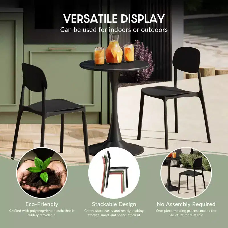 WestinTrends Playa Chaise de salle à manger de patio moderne empilable en plastique polypropylène (lot de 2)