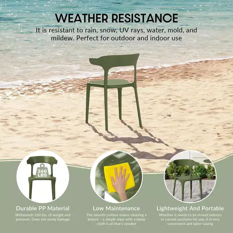 WestinTrends Playa Sedia da pranzo impilabile moderna in plastica in resina (set da 4)