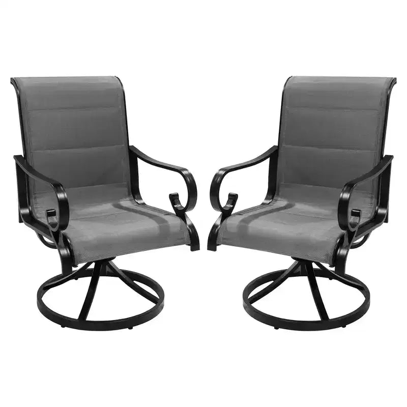 CLIHOME Outdoor Aluminium 360 Rotation Armrests Padded Chair(Set Of 2)
