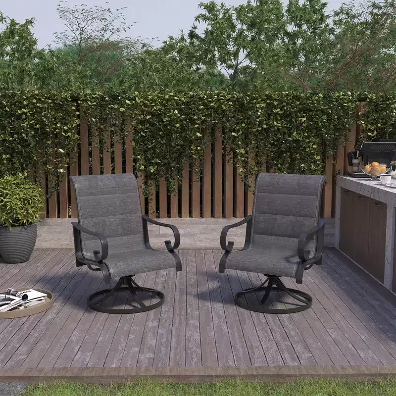 Sedia imbottita CLIHOME da esterno in alluminio con braccioli girevoli a 360° (set da 2)