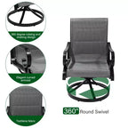 Sedia imbottita CLIHOME da esterno in alluminio con braccioli girevoli a 360° (set da 2)