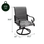 Sedia imbottita CLIHOME da esterno in alluminio con braccioli girevoli a 360° (set da 2)