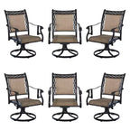 CLIHOME All-Weather Aluminum Outdoor Patio Modern 360 Swivel Rocking Chair(Set Of 6)