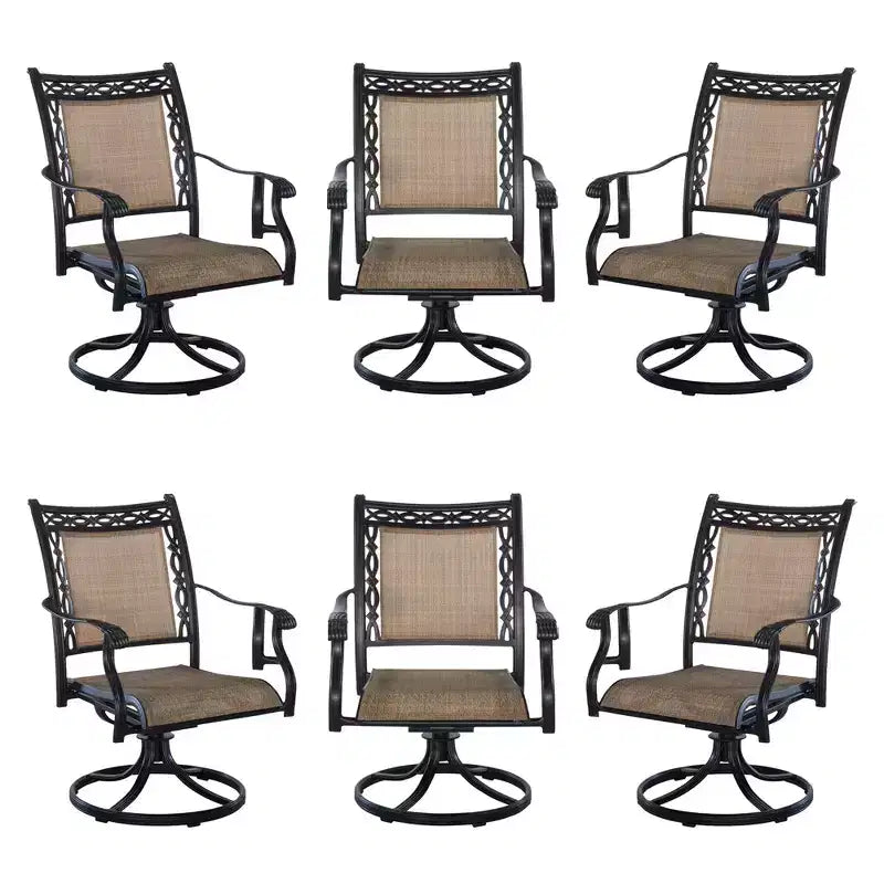 CLIHOME All-Weather Aluminum Outdoor Patio Modern 360 Swivel Rocking Chair(Set Of 6)