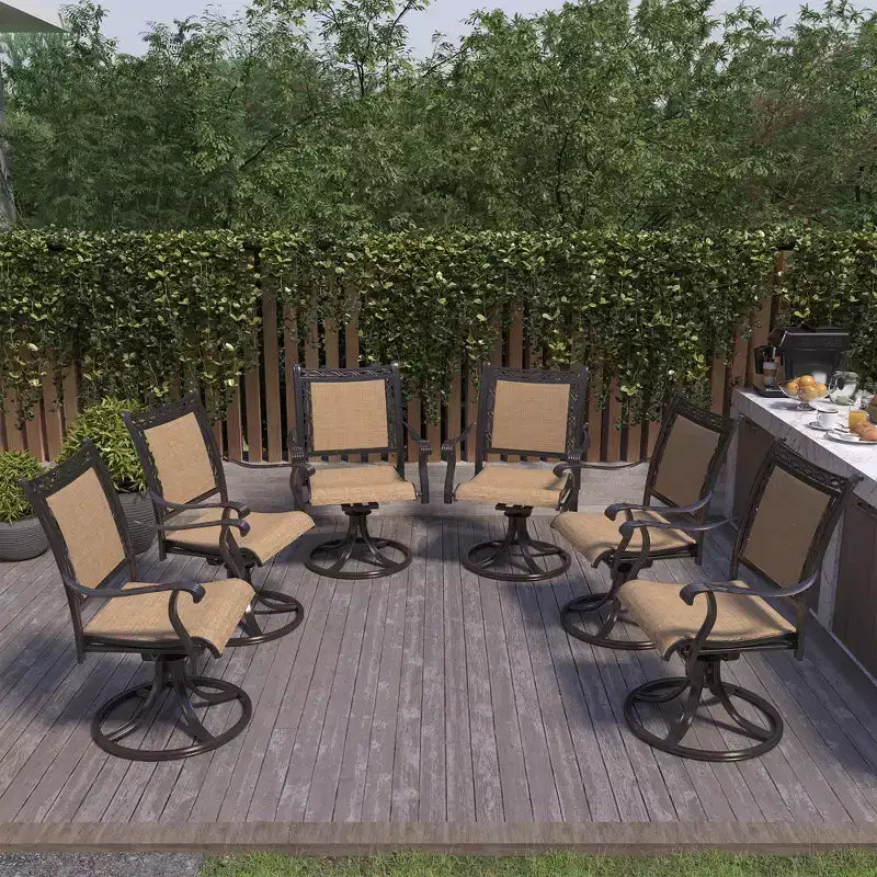 CLIHOME Fauteuil à bascule pivotant à 360° en aluminium toutes saisons pour extérieur (lot de 6)