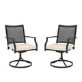 CLIHOME 2-Piece Outdoor Swivel Rocking Chairs,360 Swivel Textilene Iron Dining Chair set of 2 