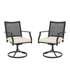 CLIHOME 2-Piece Outdoor Swivel Rocking Chairs,360 Swivel Textilene Iron Dining Chair set of 2 