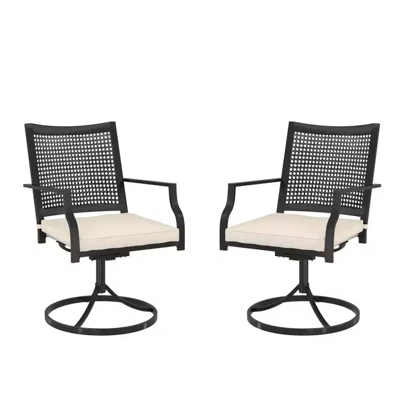 CLIHOME 2-Piece Outdoor Swivel Rocking Chairs,360 Swivel Textilene Iron Dining Chair set of 2 