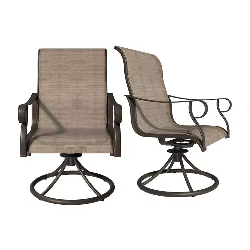 CLIHOME Outdoor Patio 360 Swivel Rocking Chair,Breathable Fabric Swivel Dining Chair set of 2 