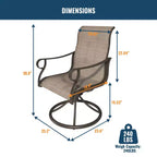 CLIHOME Sedia a dondolo girevole a 360° per esterni, set di 2 sedie da pranzo girevoli in tessuto traspirante