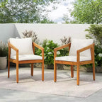 Christopher Knight Home Mottetta Outdoor Acacia Wood Dining Chairs with Cushions (Set of 2)