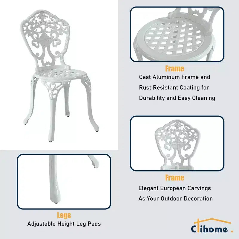 CLIHOME Sedie da Bistrò per Patio in Alluminio Pressofuso (Set da 2)